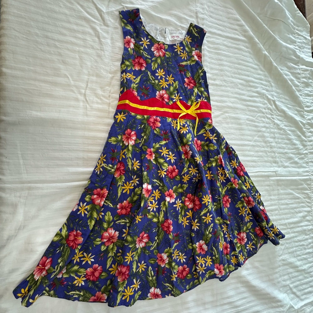 🫐🫐🫐 SUNNY FASHION GIRLS SLEEVELESS COTTON DRESS SIZE 11/12 🫐🫐🫐